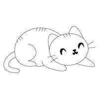 Cute Cartoon Cat - Simple Outline Drawing vector