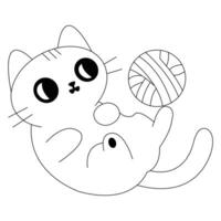 Playing with Ball Cat Outline - Simple and Clean Line Art Design vector