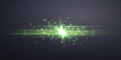 Green lens flare. Sun flash with rays or spotlight. Green glow flare light effect. vector