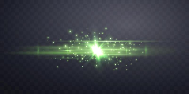 Green lens flare. Sun flash with rays or spotlight. Green glow flare light effect.