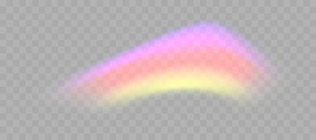 Blurred rainbow refraction overlay effect. Light lens prism effect. Holographic reflection, crystal flare leak shadow overlay vector