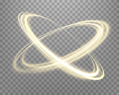 Gold magic glowing ring. Neon realistic energy flare halo ring. Abstract light effect
