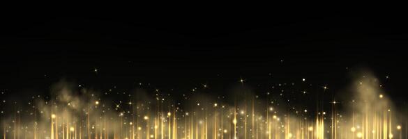 Vertical gold horizontal lines. Speed rays, velocity light neon flow, motion effect, colorful light trails, stripes, laser beams. Abstract background vector