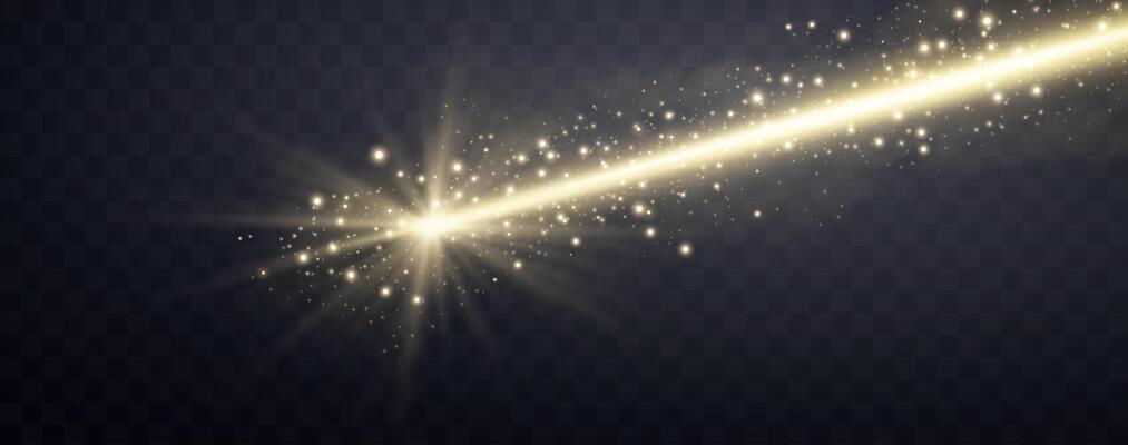 Gold horizontal laser beam. Neon line, presentation pointer. Gold glow flare light effect.