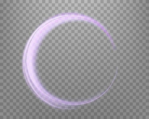 Glowing purple magic ring. Neon realistic energy flare halo ring. Abstract light effect