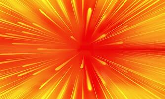 Yellow rays zoom in motion effect, red background. soft light. vector