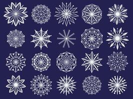 Snowflakes with different patterns set vector
