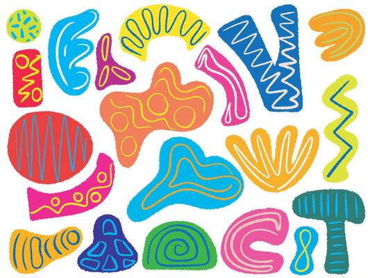 Various grunge bright colorful shapes