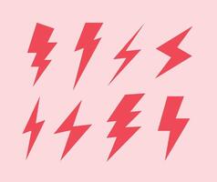 flat flash thunder power icon set, lightning bolt icon with thunderbolt, Electric power symbol vector