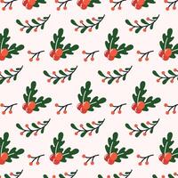 flat design mistletoe xmas christmas pattern on neutral background vector