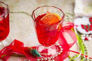 Christmas Mulled wine party drink Christmas treat fresh gourmet food background on the table rustic copy space top view photo
