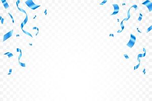 Blue confetti. Shiny ribbons falling on abstract background. Design template for party celebration and birthday banner background, confetti, vector