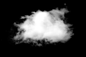 Fluffy White Cloud Isolated on Black Background for Creative Design and Artistic Projects photo