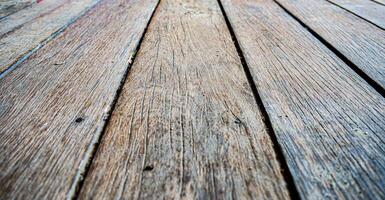 Close-Up of Rustic Wooden Planks with Natural Texture and Weathered Surface for Background or Design Elements photo