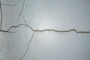 Close-Up of Cracked White Concrete Wall Texture for Background or Construction and Architecture Concepts photo