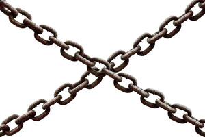 Rusty Metal Chains Forming an X Shape Isolated on White Background for Industrial and Security Concepts photo