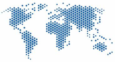 Hexagon shape world map on white background. vector