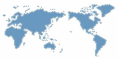 Hexagon shape world map on white background. vector