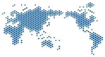 Hexagon shape world map on white background. vector