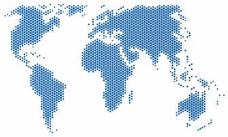 Hexagon shape world map on white background. vector