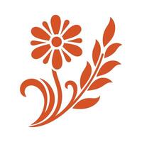 A flower and leaves on a white background vector