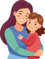 A mother and child are hugging each other flat vector
