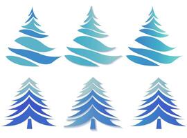 The image showcases artistic Christmas trees in varying blue shades on a clean background. It represents a festive concept. illustration vector