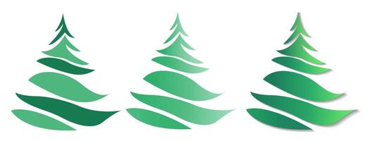 Three green trees with leaves on them vector