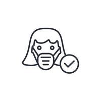 women with face icon. .Editable stroke.linear style sign for use web design,logo.Symbol illustration. vector