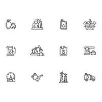 Oil and Gas icon set..Editable stroke.linear style sign for use web design,logo.Symbol illustration. vector