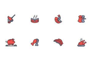 Meat icon set..Editable stroke.linear style sign for use web design,logo.Symbol illustration. vector