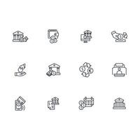 Bank icon set..Editable stroke.linear style sign for use web design,logo.Symbol illustration. vector