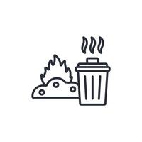 burning waste icon. .Editable stroke.linear style sign for use web design,logo.Symbol illustration. vector