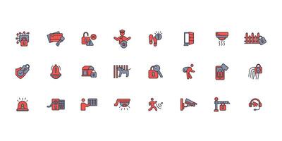 Home security icon set..Editable stroke.linear style sign for use web design,logo.Symbol illustration. vector