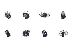 Brain icon set..Editable stroke.linear style sign for use web design,logo.Symbol illustration. vector