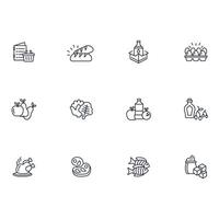 grocery icon set..Editable stroke.linear style sign for use web design,logo.Symbol illustration. vector