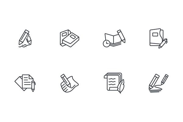 writing icon set..Editable stroke.linear style sign for use web design,logo.Symbol illustration.