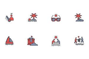 Summer icon set..Editable stroke.linear style sign for use web design,logo.Symbol illustration. vector