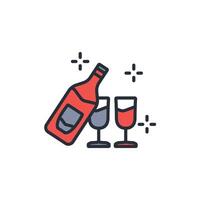 Champagne icon. .Editable stroke.linear style sign for use web design,logo.Symbol illustration. vector