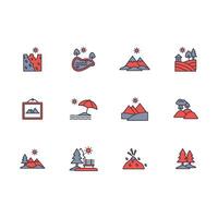 Landscape icon set..Editable stroke.linear style sign for use web design,logo.Symbol illustration. vector