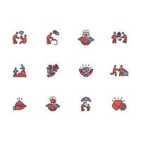 Altruism icon set..Editable stroke.linear style sign for use web design,logo.Symbol illustration. vector