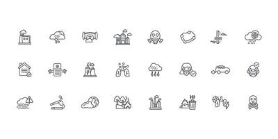 Air Pollution icon set..Editable stroke.linear style sign for use web design,logo.Symbol illustration. vector