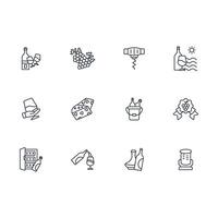 Wine icon set..Editable stroke.linear style sign for use web design,logo.Symbol illustration. vector