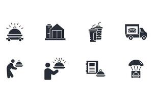 Food delivery icon set..Editable stroke.linear style sign for use web design,logo.Symbol illustration. vector