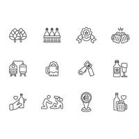 Beer icon set..Editable stroke.linear style sign for use web design,logo.Symbol illustration. vector
