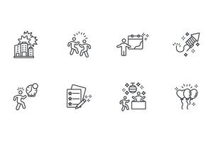 New year icon set..Editable stroke.linear style sign for use web design,logo.Symbol illustration. vector