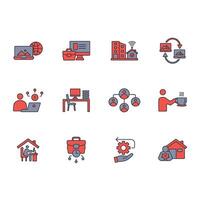 working from home icon set..Editable stroke.linear style sign for use web design,logo.Symbol illustration. vector