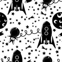 pattern black and white astronaut in space vector