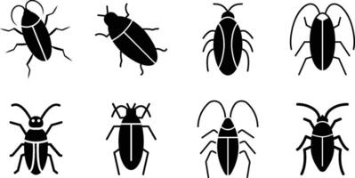 Cockroach design set. Above view of cockroach silhouette illustration vector
