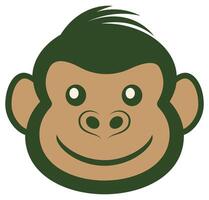 Hand drawn monkey head illustration. Flat illustration of a cute monkey head vector